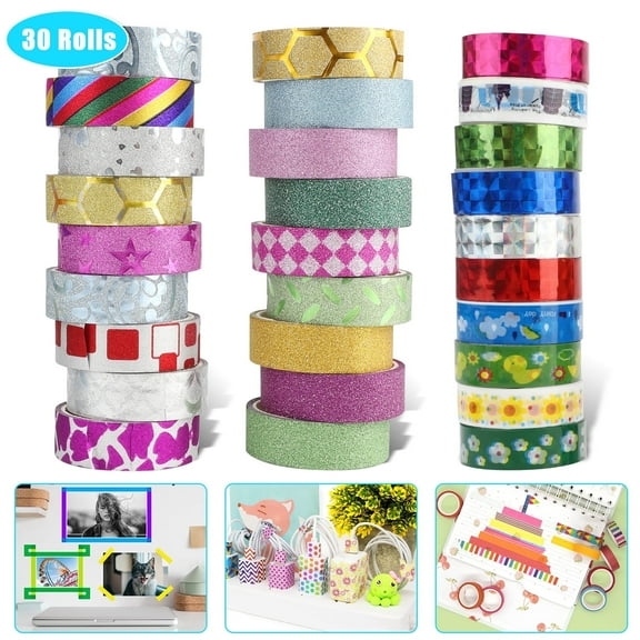 30 Rolls Washi Masking Tape Set,Decorative Craft Tape Collection for DIY and Gift Wrapping with Colorful Designs and Patterns
