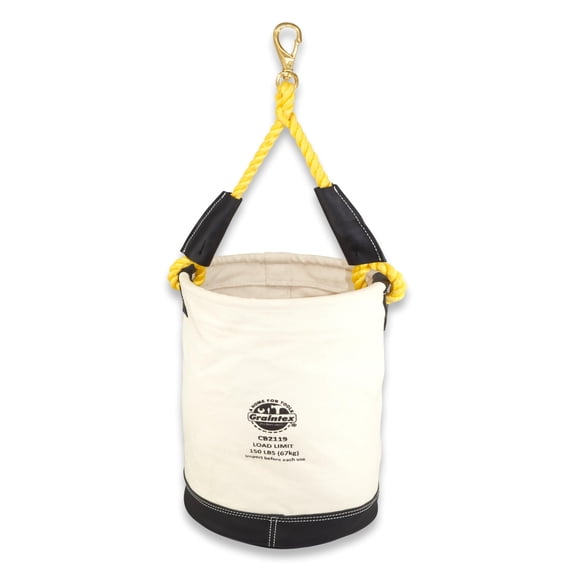 Graintex CB2119 Utility Canvas Bucket Leather Bottom With Hook