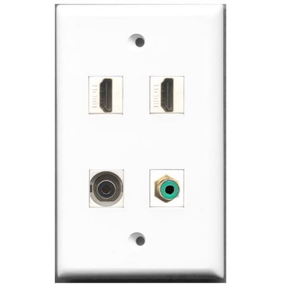 RiteAV - 2 Port HDMI 1 Port RCA Green 1 Port 3.5mm Wall Plate
