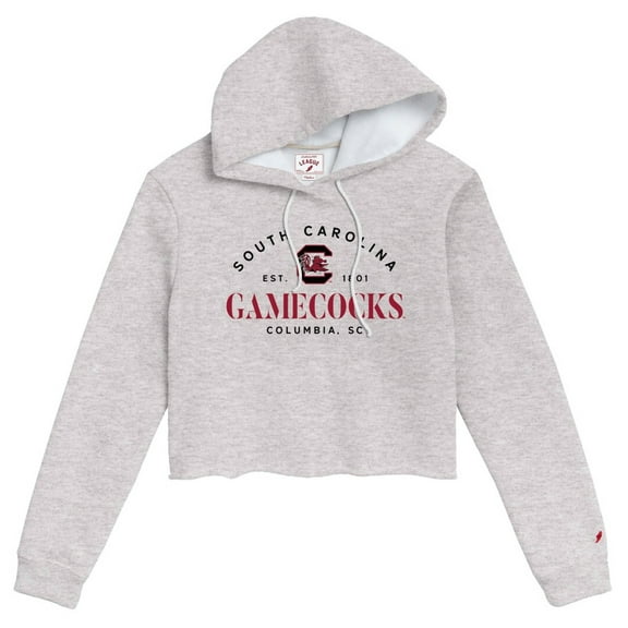 Women's League Collegiate Wear  Ash South Carolina Gamecocks 1636 Cropped Pullover Hoodie