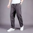 thumbnail image 2 of SWSMCLT Men's Cargo Casual Pants Work Utility Pants Long Trousers Cotton Straight Leg Summer Elastic Waist Dark Grey 32, 2 of 4