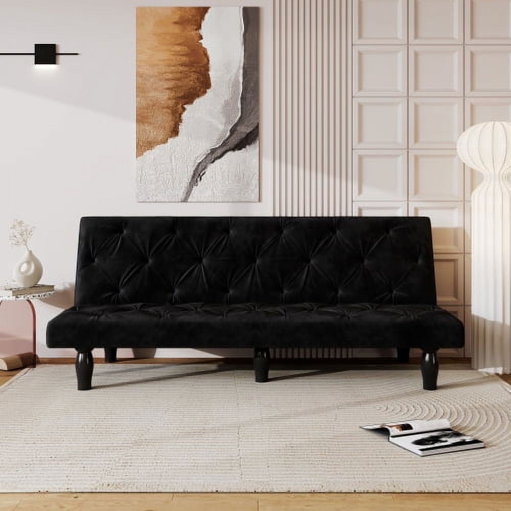 Leumius Modern Velvet Fabric 66" Upholstered Futon Sofa Bed