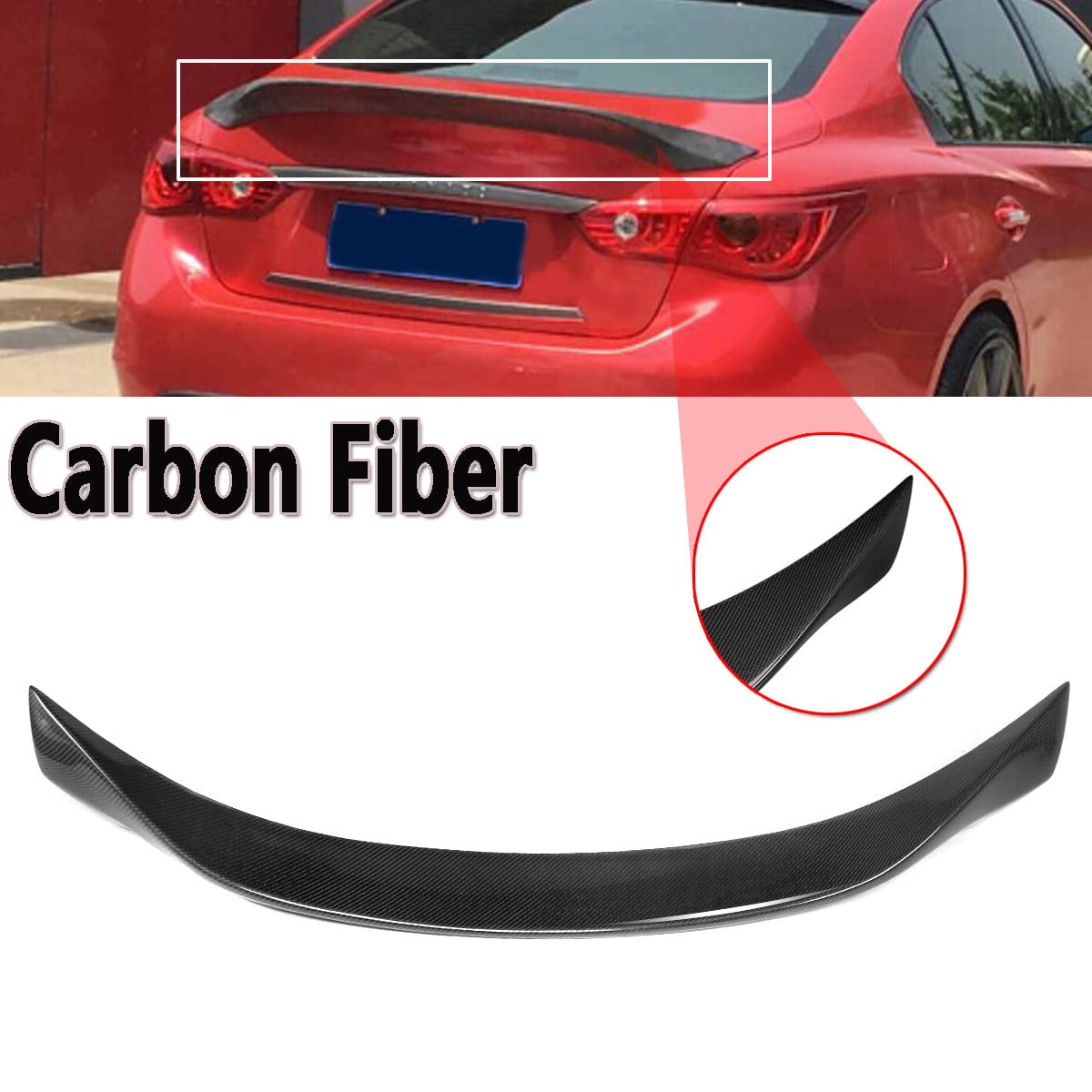 Carbon Fiber Rear Trunk Lip Spoiler Wing For Infiniti Q50 Q50 Sport Sedan 13-19