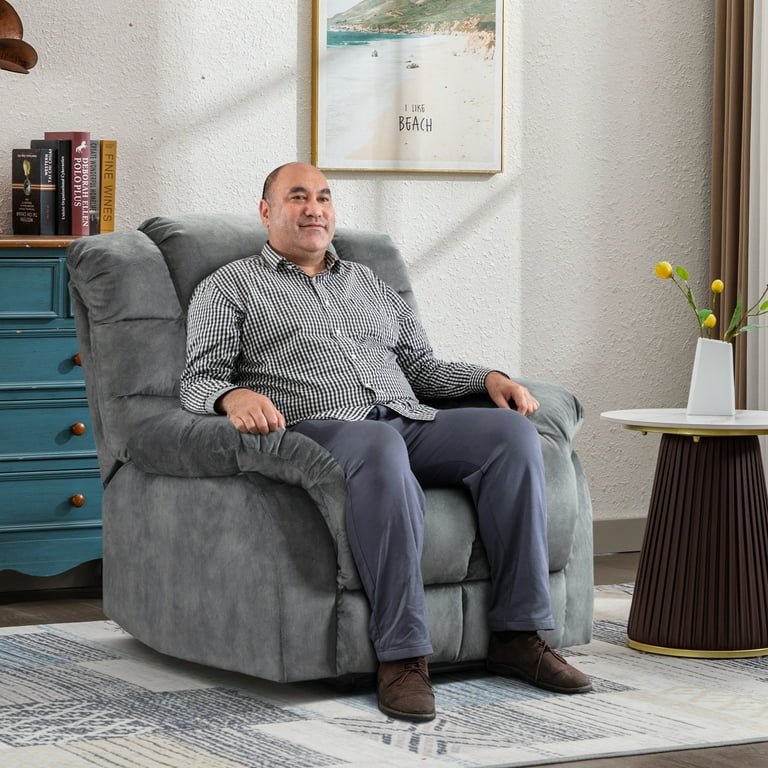 BonzyHome Recliners Recliner Chair Breathable Fabric Reclining Chair Manual Sofa for Living Room Gray