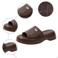 thumbnail image 6 of Rokment Women's Platform Chunky Backless Sandals 2026 Trendy Leather Chunky Wedge Mid Heels Slip on Slides Comfortable Casual Walking Slippers for Indoor Outdoor Brown Size 7.5, 6 of 8