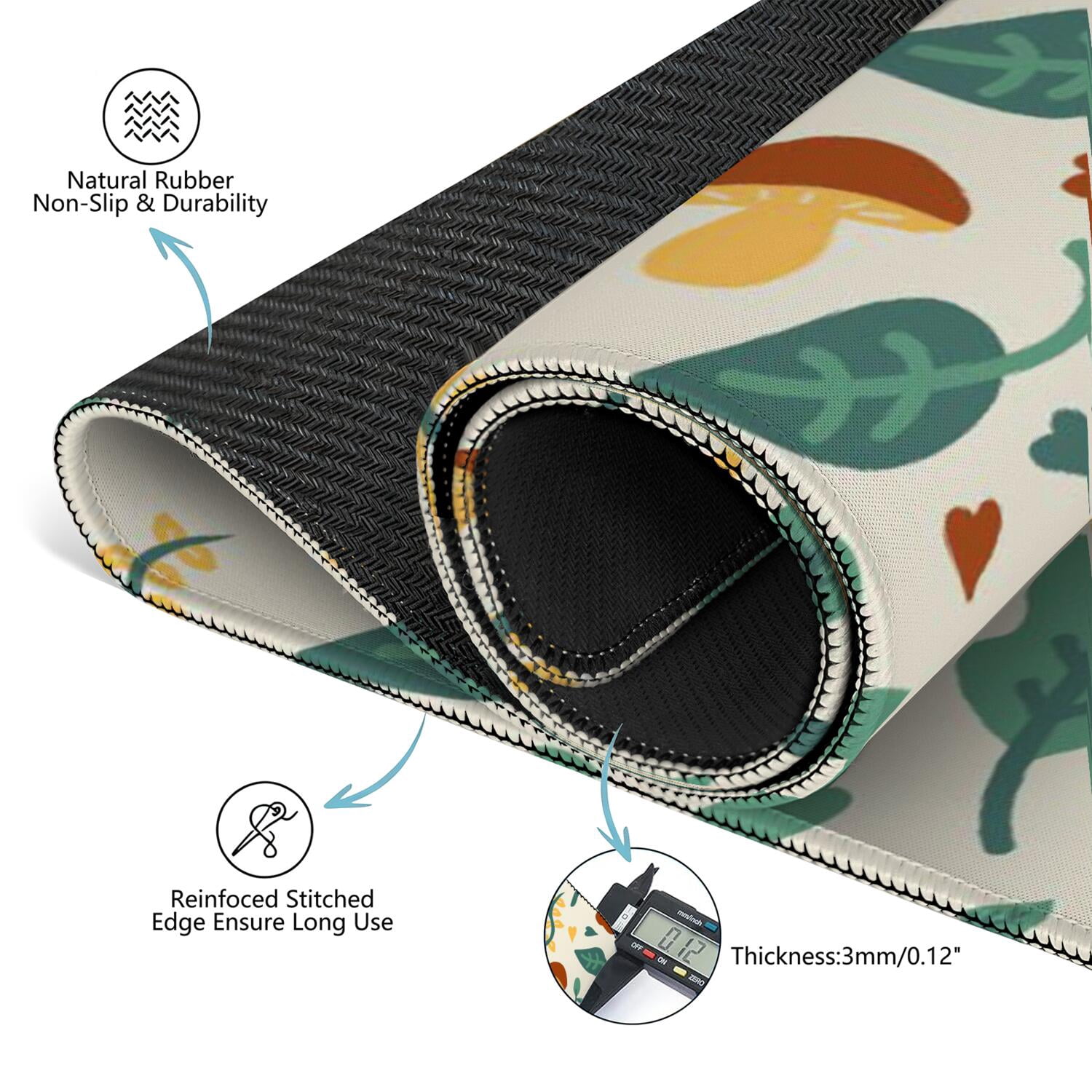 31.5 Inch Botanical Plants Mahjong Playing Mat Constructed from High Quality Rubber with Anti-Slip Properties and Noise Reduction Features for Card Games Board Games
