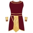 thumbnail image 3 of Haitryli Men's 3 Pieces Mr Toga Greek God Set Adult Party Toga Roman Dress with Wristband Burgundy L, 3 of 7