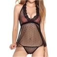 thumbnail image 2 of Conjunto de pijama sexy con perspectiva de costura de malla de encaje sólido para niña linda para mujer Fridja nalpqowj49389, 2 of 8