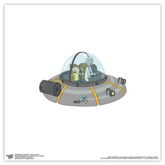 Gallery Pops Cartoon Network Rick and Morty - Space Cruiser Wall Art, Unframed Version, 12" x 12"