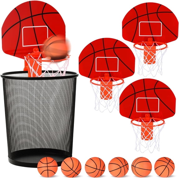 Indoor Trash Can Basketball Game Set Includes Mini Clip on Basketball Hoop with Backboard Inflatable Ball Pump Office Toy