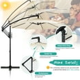 thumbnail image 5 of Walsunny 9FT Outdoor Hanging Offset Cantilever Umbrella with Cross Base, Patio Market Umbrella with Crank Sun Shade Canopy, White, 5 of 7