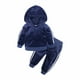 thumbnail image 2 of Ropa Para Bebés Y Niñas, Atuendo Para Niños Pequeños, Suéter Con Capucha De Terciopelo Dorado Para Otoño E Invierno, Top De Manga Larga, Pantalones Informales, Traje Azul Odeerbi  LM103-7023, 2 of 9
