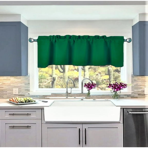 Blackout thermal insulated 1pc TVLO hunter valance curtain for kitchen, bathroom, bedroom short window rod pocket home decor 54 inch x 18 inch