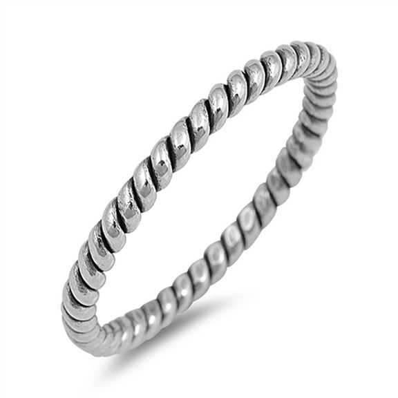 Oxidized Rope Wedding Ring .925 Sterling Silver Thumb 2mm Band Jewelry Female Male Unisex Size 2
