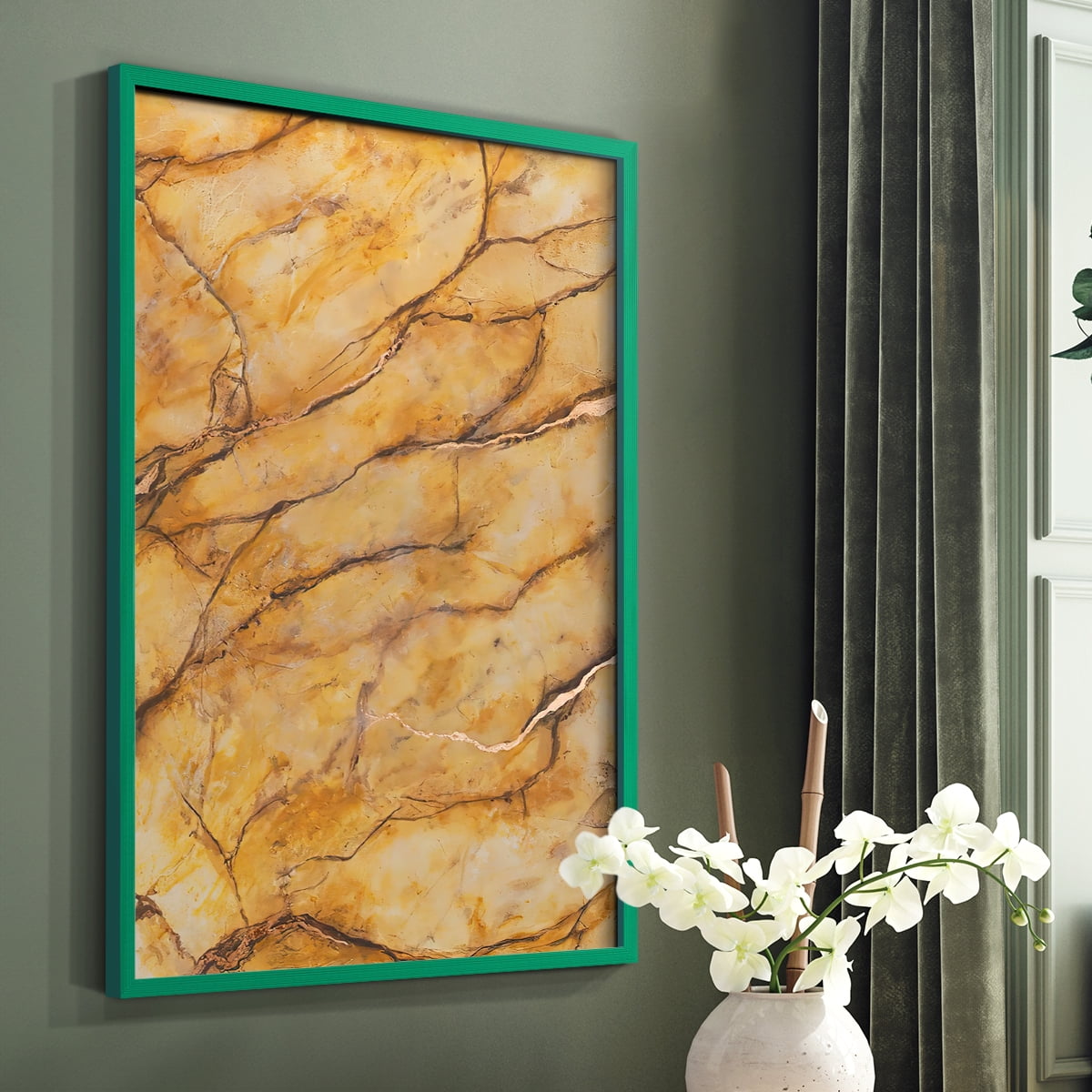 Yellow Marble II Framed Print - Solid Wood in Single Picture Frame Solid Wood 2 Framed Print