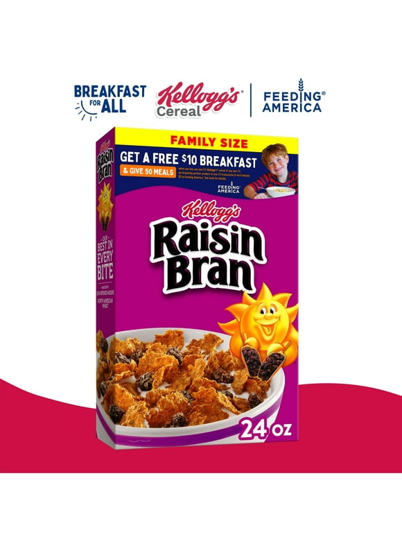 Kellogg's Raisin Bran Original Breakfast Cereal, Family Size, 24 oz Box