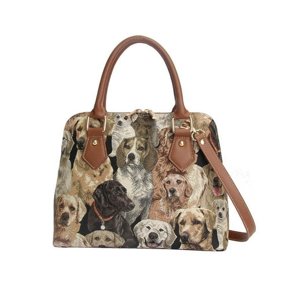 Signare Tapestry Brown Labrador Convertible Top Handle Bag