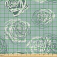thumbnail image 2 of Ambesonne Floral Fabric by the Yard Upholstery, Sketch of Roses Petals Retro, 10 Yards, Cadet Blue Eggshell, 2 of 5