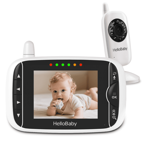 HelloBaby Video Baby Monitor-HB39 with 2.4GHz pigital wireless video baby monitor camera and audio - 8 hours battery life, 1000ft away, 3.2" LCD HD LCD display, no WiFi required No APP Two-way audio