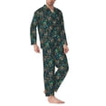 thumbnail image 2 of Naloa Owl Doodle Men’s Pajamas Set - Long Sleeve Button Down Sleep Shirt and Pajama Bottoms Sleepwear Set-XX-Large, 2 of 7