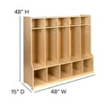 thumbnail image 6 of Flash Furniture Hercules Wooden 5 Section School Coat Locker with Bench, Cubbies, and Storage Organizer Hook-Safe, Kid Friendly Design - 48"H x 48"L (Natural), 6 of 13