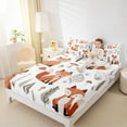 thumbnail image 4 of jejeloiu Cartoon Fox Twin Sheet Set,Rustic Plant White Orange,Luxury Decor,3-Piece, 4 of 7