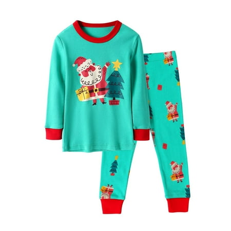 

TOOYOU Boys Outfits Sets 2024 Toddler Kids Baby Pajamas Cartoon Cute Print Long Sleeve Top Trousers Girls Boys Clothing Sets Green 4-5 Years