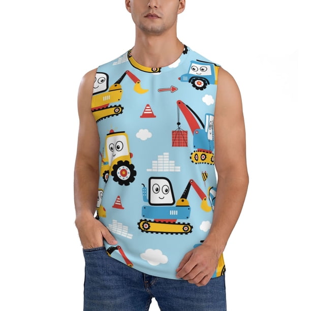 Balery Building Truck Camisetas sin mangas para hombre, absorbe la humedad y protege contra el mal olor.-X-Large