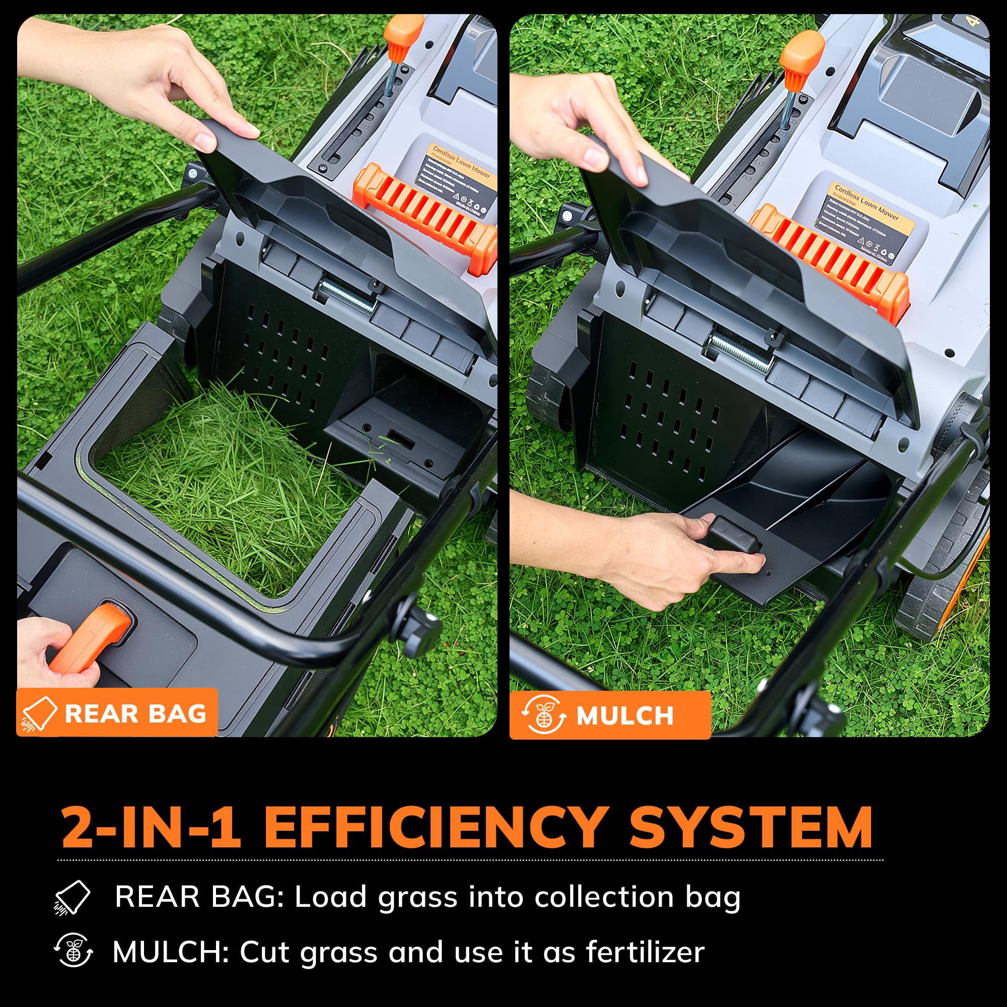 40V (2 x 20V) 17'' Cordless Lawn Mower, Multi-Functional Grass Cutter with 4.0Ah Battery, 6 Adjustable Height Settings, Durable Manganese Steel Blades, Easy to Use for Medium to Large Lawn