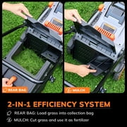 40V (2 x 20V) 17'' Cordless Lawn Mower, Multi-Functional Grass Cutter with 4.0Ah Battery, 6 Adjustable Height Settings, Durable Manganese Steel Blades, Easy to Use for Medium to Large Lawn