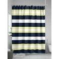 thumbnail image 5 of Fsddascl Yellow Navy Blue Striped Shower Curtain Set - 66" x 72" Washable Bathtub Curtain with 12 Hooks, Neutral Minimalist Lines Waterproof Fabric Stall Shower Curtains for Bathroom/Bathtub Décor, 5 of 6