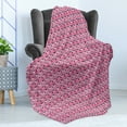 thumbnail image 4 of Nautical Soft Flannel Fleece Throw Blanket, Hand Drawn Marine Motifs with Horizontal Stripes Grunge Effect, Cozy Plush for Indoor and Outdoor Use, 70" x 90", Pink Night Blue, by Ambesonne, 4 of 5