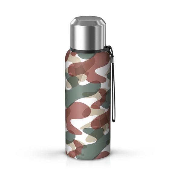 Camouflage 20oz Stainless Steel Thermal Bottle with Tea Filter and Cup Lid, Vacuum Insulated Coffee Mug with 316L Inner Liner, Leakproof Travel Thermos for Office, Commute & Outdoor
