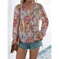 thumbnail image 5 of Women'S Bohemian Print V-Neck Long Sleeve Casual Blouses Shirts 5-Mixed Colors XL, 5 of 7