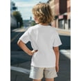 thumbnail image 2 of Cotton Short Sleeve Crew Neck Casual Round Neck Tops for Boys, Summer, Crooks Castles Alphabet Printed, Medium Stretch Regular Fit Knit Fabric 180g/m², for Children, 2 of 7