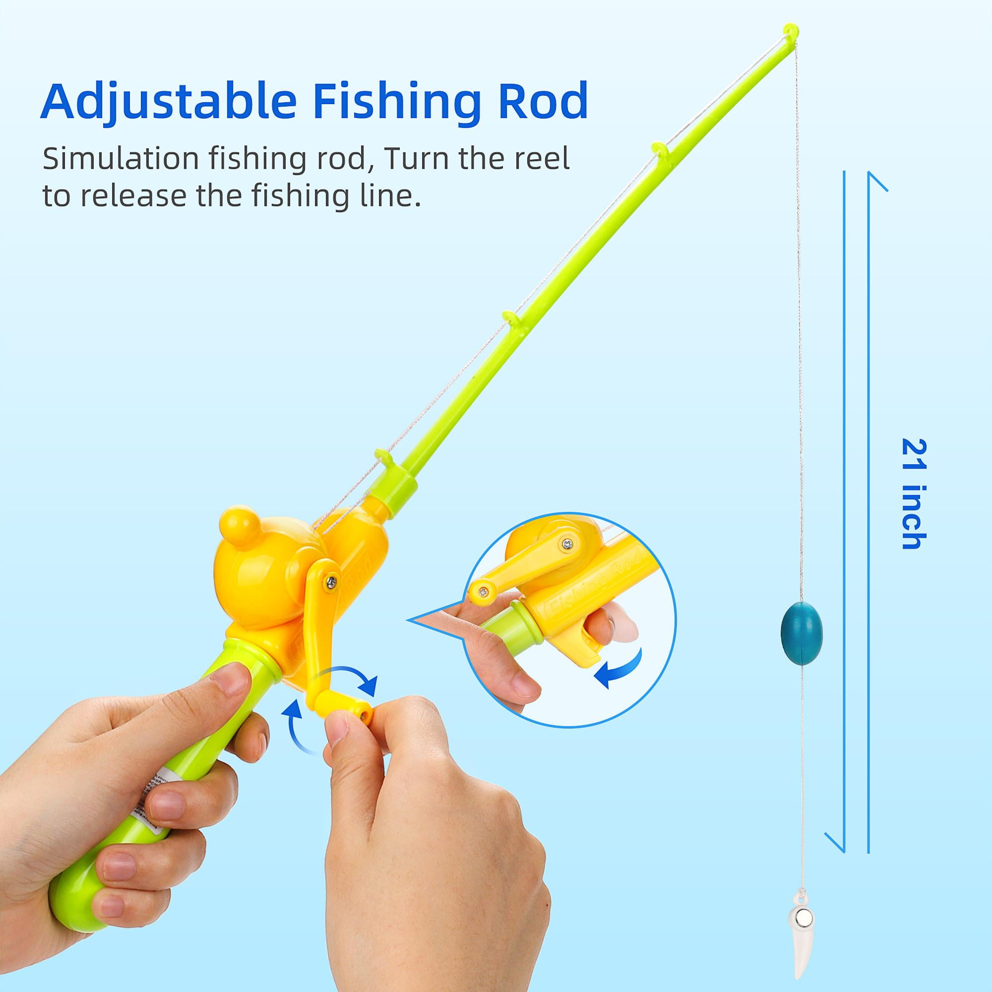 Volkmi Summer fishing toy set 6 fish 1 rod (adjustable rod) color random 