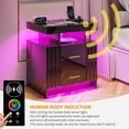 thumbnail image 5 of Nightstand with Charging Station, Black LED Night Stand with 2 Drawers, High Gloss Bedside Table with Auto Sensor 24-Color Lights/Wireless/Type-C/USB Charging for Bedroom, 5 of 7