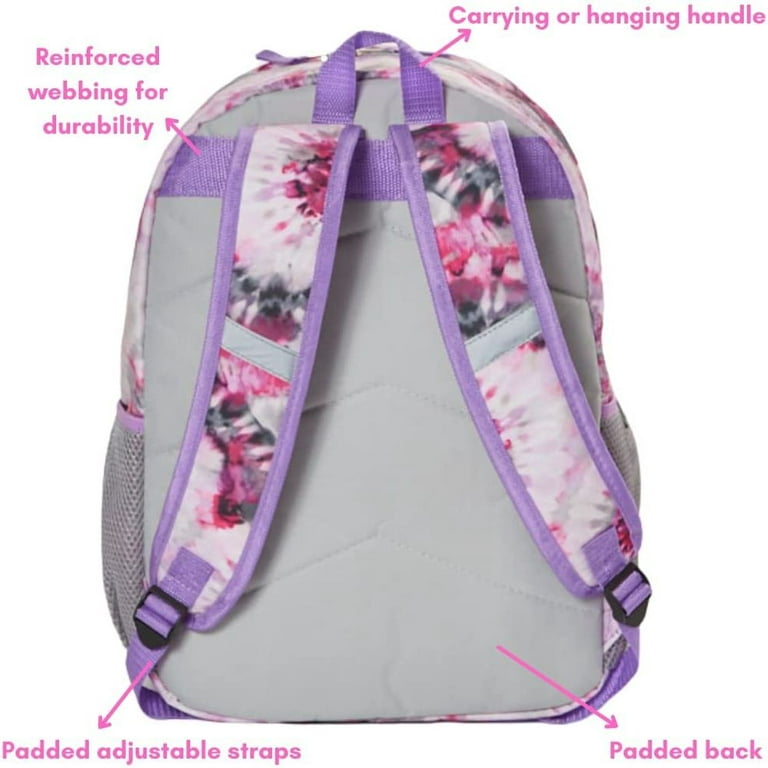 Kids Backpack and Lunch Box Set with Bento Box, Pastel Pink Tie Dye  Backpack Set, Gives Back to a Great Cause, 17 Inches