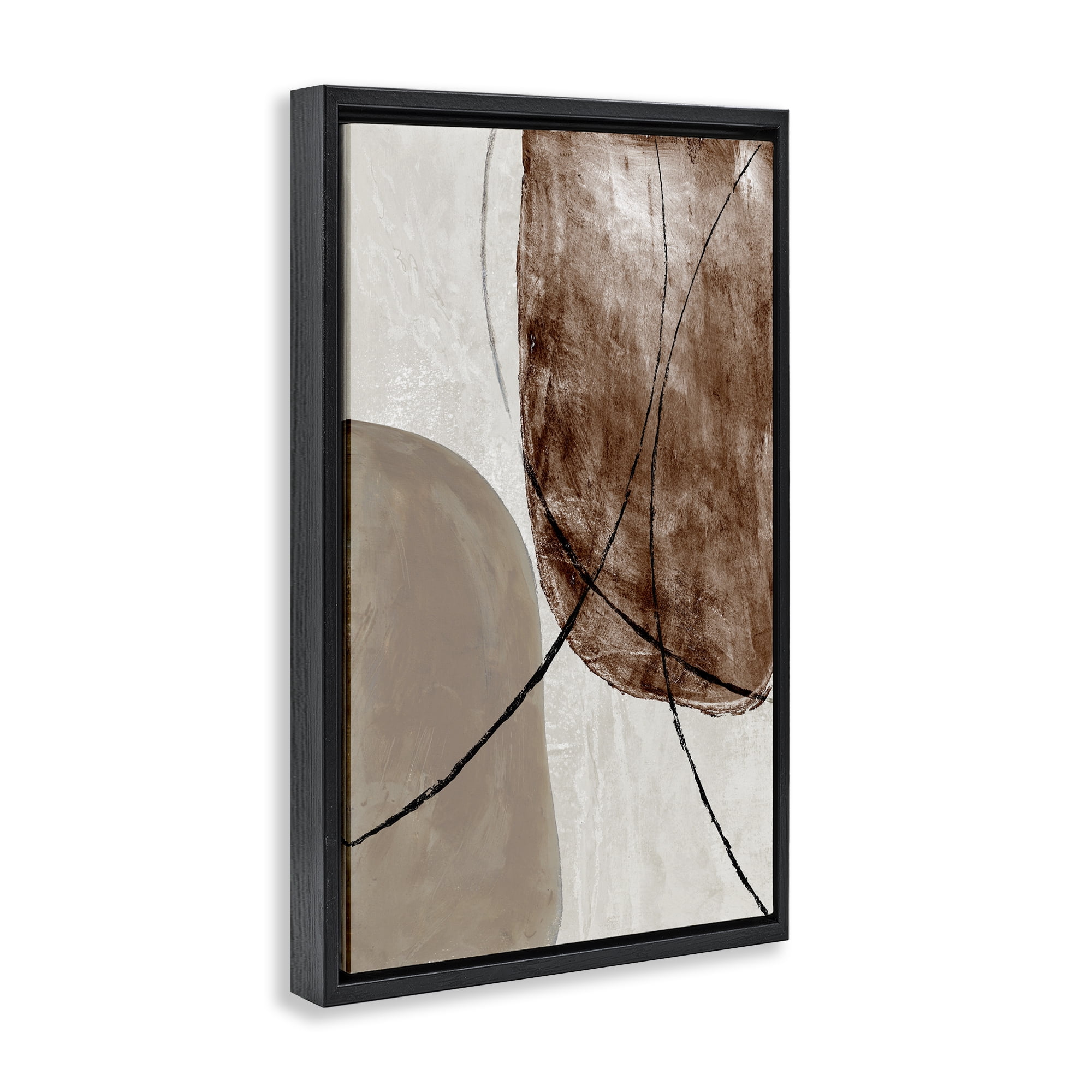 Stupell Industries Taupe & Brown Abstract Black Framed Floater Canvas Wall Art, design by Merri Pattinian
