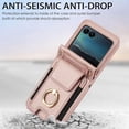 thumbnail image 4 of Decase Fashion Hybrid Phone Case Compatible with Motorola Razr+ 2024 Wallet Cover with Ring Crossbody Wrist Strap Lanyard Credit Card Holder Slot Fits for Motorola Razr+ 2024 Women Men,Rosegold, 4 of 9