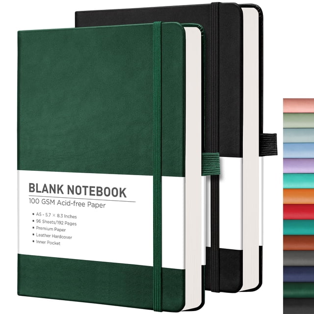 Cuaderno en blanco RETTACY, paquete de 2 unidades, 384 páginas, tamaño A5