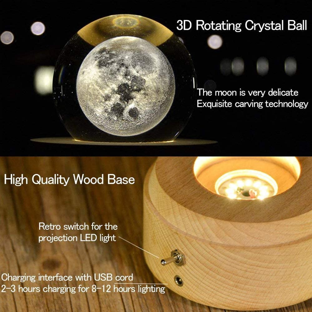 Wife WXKDH Valentine/'s Day Gift-3D exquisitely Carved Crystal Ball Music Box with Projection LED Light and Wooden Base Luminous Rotating Music Box for Mother Girlfriend Best Gift Bear Colorful