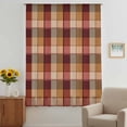 thumbnail image 3 of Red Brown Plaid Sheer Curtains 45 Inches Long, Modern Abstract Ombre Gingham Checkered Light Filering Curtains, Breathable Simi Curtain Privacy Drapes for Kitchen Bathroom Small Window Treatment, 3 of 9