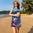 thumbnail image 3 of Daiia Underwater Turtle Dolphin Octopus Print Women's Dresses 2025 Trendy Short sleeve Dresses Casual Baggy Flowy Maxi Sun Dresses, 3 of 7