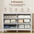 thumbnail image 4 of HOMCOM Commode Cannelée à 6 Tiroirs pour Chambre, Double Commode, Blanc, 4 of 10