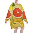 thumbnail image 2 of Summer Lemon,Women's Oversized Wearable Blanket Hoodie, Blanket Sweatshirt,Flannel Pullover Blanket, 2 of 9
