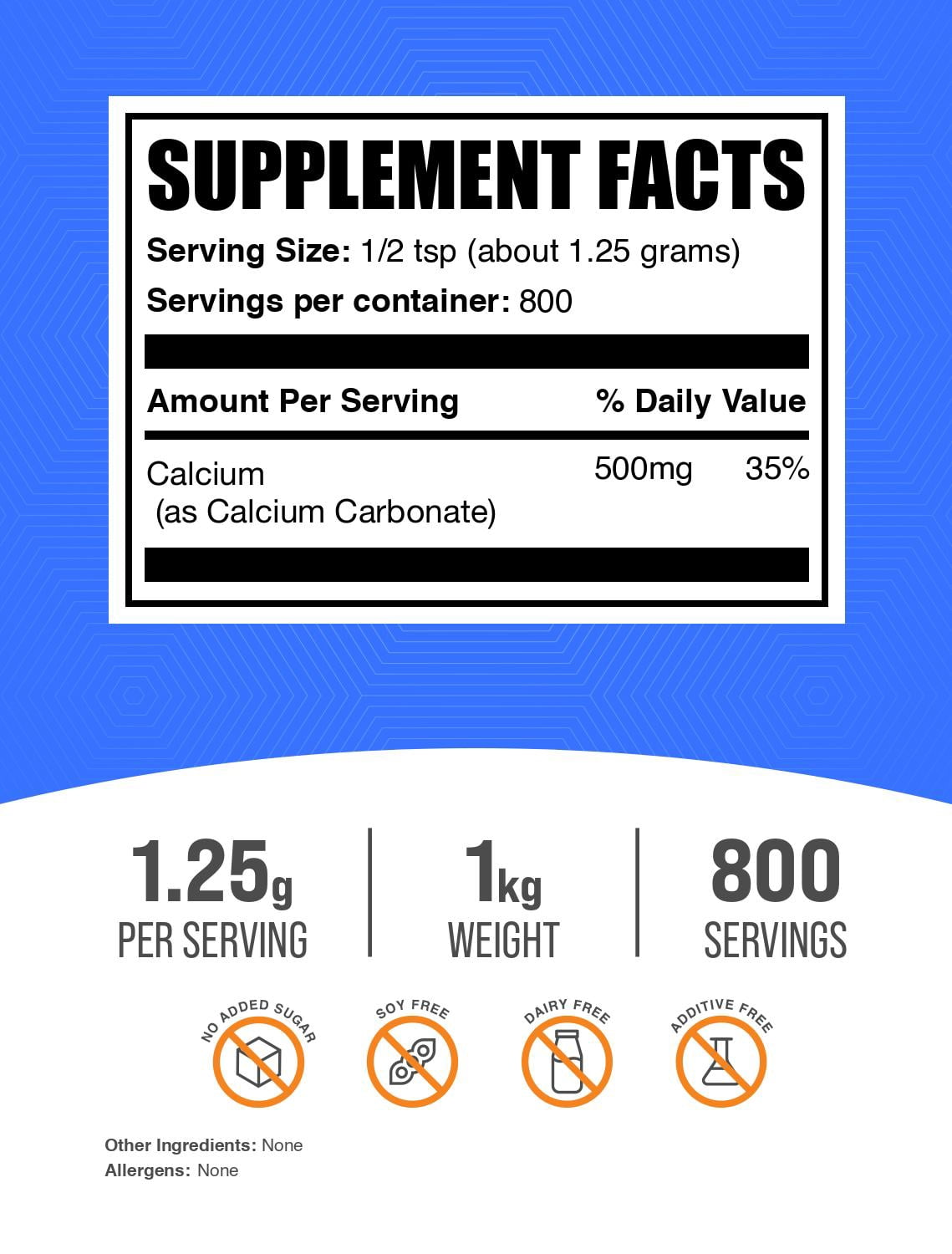 BulkSupplements Calcium Carbonate Powder, 1 Kilogram (2.2 lbs)