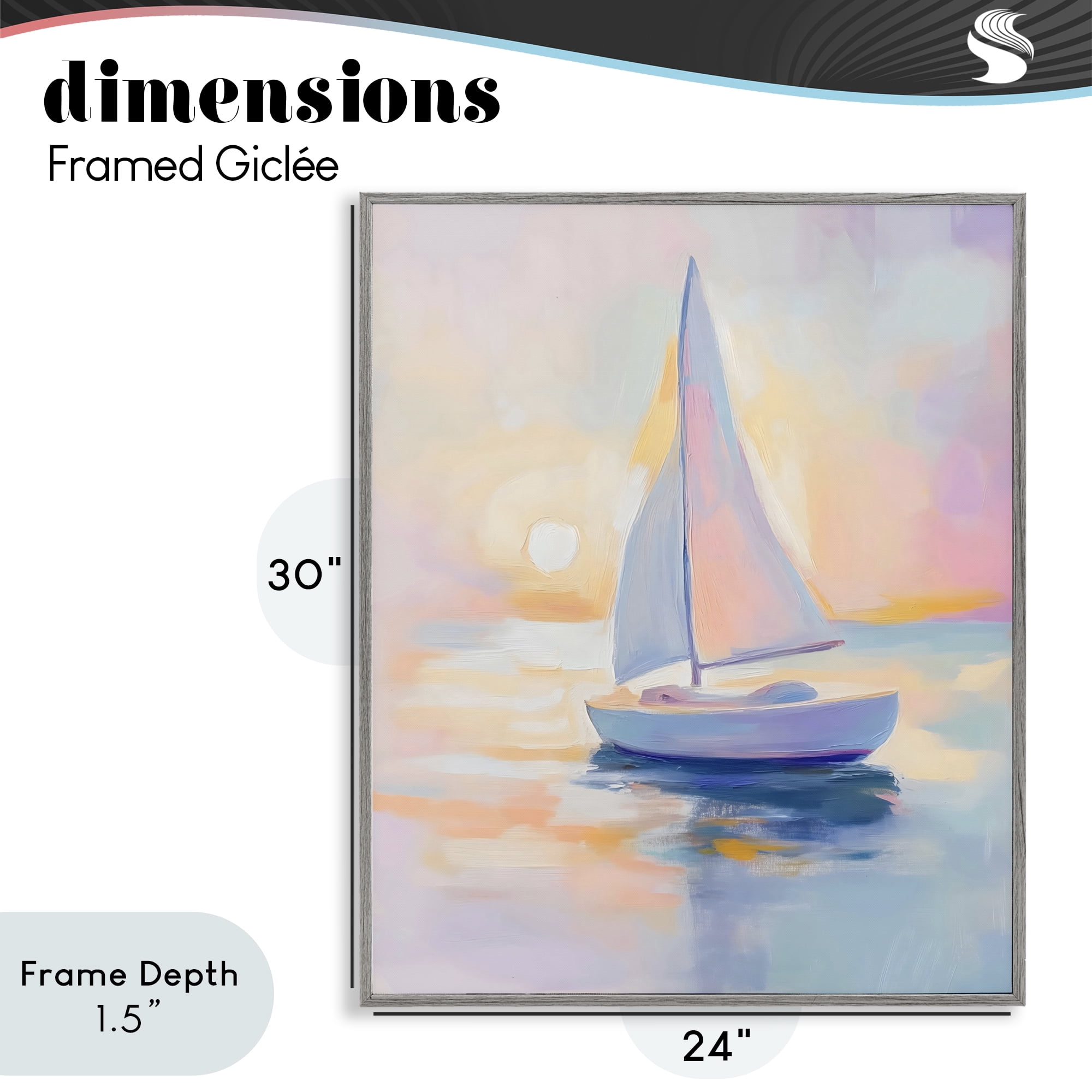 Stupell Industries Pastel Sailboat Toward Pink Horizon Gray Framed Giclee Art, design by The Prints Vibe