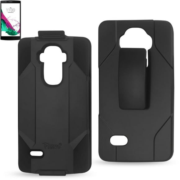 REIKO LG G4 HYBRID HEAVY DUTY HOLSTER COMBO CASE IN BLACK