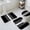 Black, variant on Yellow White Stripe Bath Mat 3 Piece Bathroom Rug Set, Modern Rustic Vertical Striped Non Slip Bath Rug Contour Mat and Toilet Lid Cover, Absorbent Shower Mats Soft Bath Rugs and Mats Sets